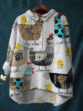 Damen-Shirt mit farbigem Küken-Print