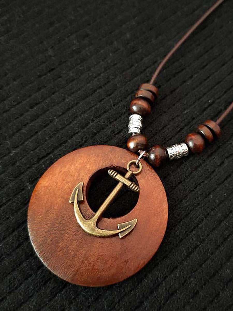 Women's Ethnic Style Wood And Alloy Long Chain Necklace
