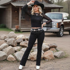 Women's Vintage Stylish Black Fringe Top