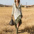 Women's Velvet V-neck Ruffled Velvet Dress