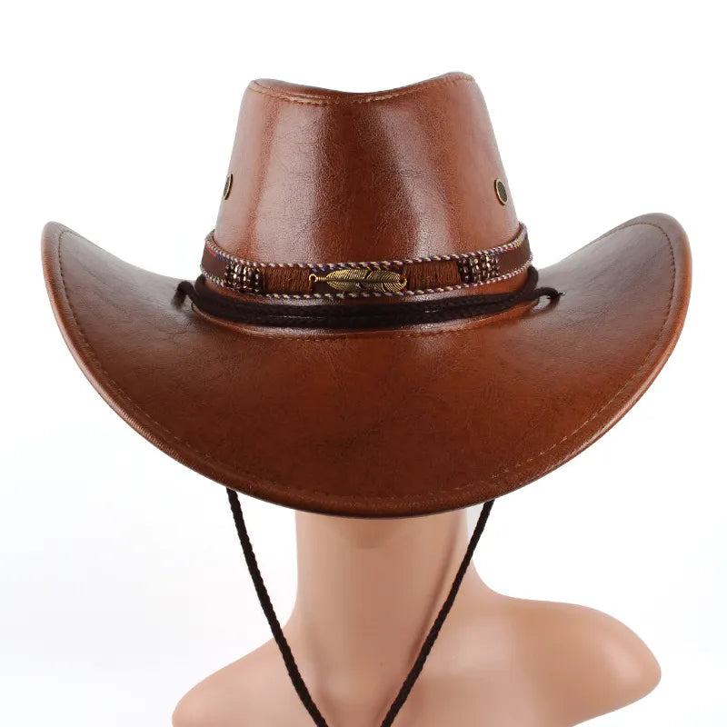 Women's Vintage Classic Western Cowboy Hat With Feather Band - Perfect For Festivals And Outdoor Adventures