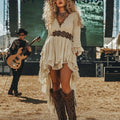 Music Festival Rock Rave Party Tie-Dye Ruffle Floral Fringed Lace Vintage Dress