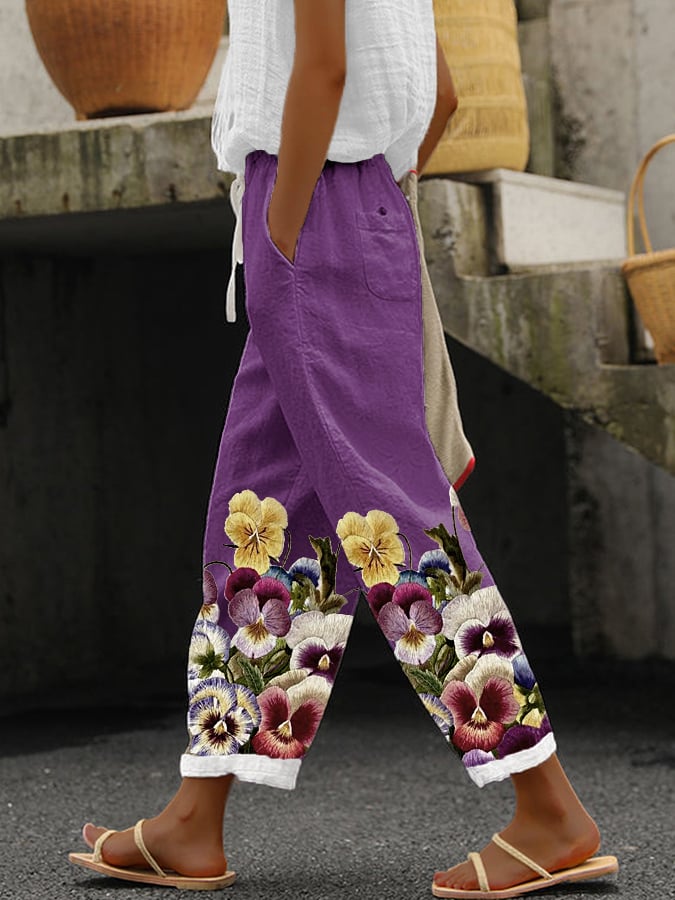 Lila Blumenmuster Alzheimer-Bewusstseins-Stützhose für Damen