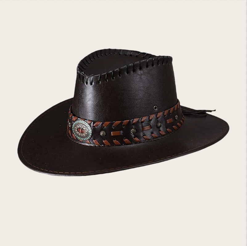 Women's Vintage Stylish Western Cowboy Hat With Adjustable Chin Strap For Outdoor Adventures