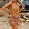 Women's Vintage Brown Fringe Set