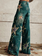 Damen Vintage-Print Lässige Weite Hose