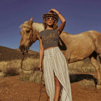 Cotton Blend Cropped Sleeveless Top With 'Howdy' Rope Embroidery Design