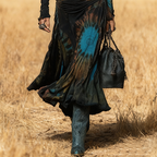 Women's Vintage Autumn/Winter Western Country Velvet Print Dress