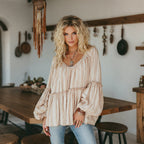 Women's Elegant, Oversized, Comfortable Striped V-neck Long-sleeved T-shirt