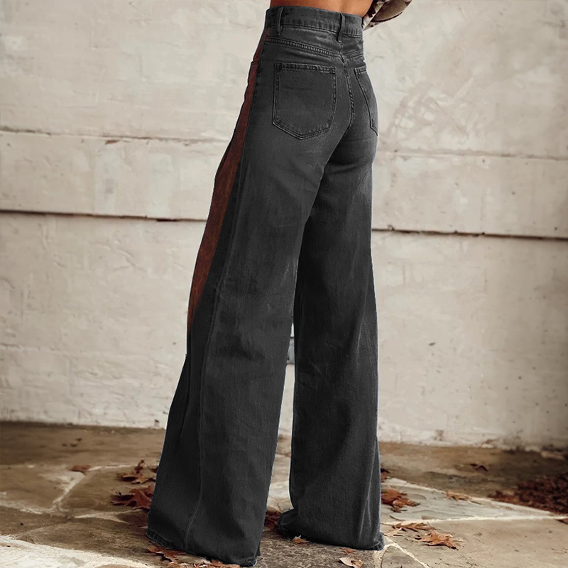 Women's Retro Western Graphic Print Printed Faux Denim Wide Leg Pants
