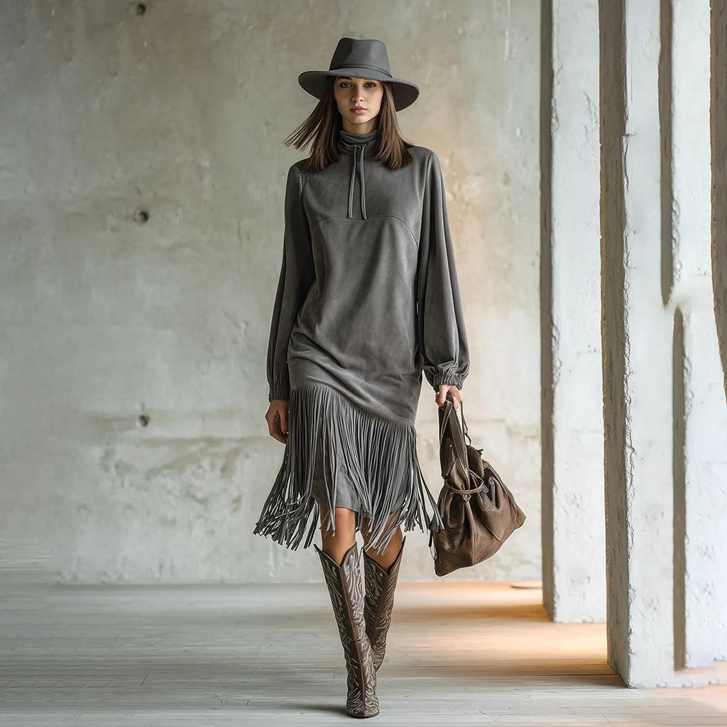 Women's Western Country Retro Tassel Dress