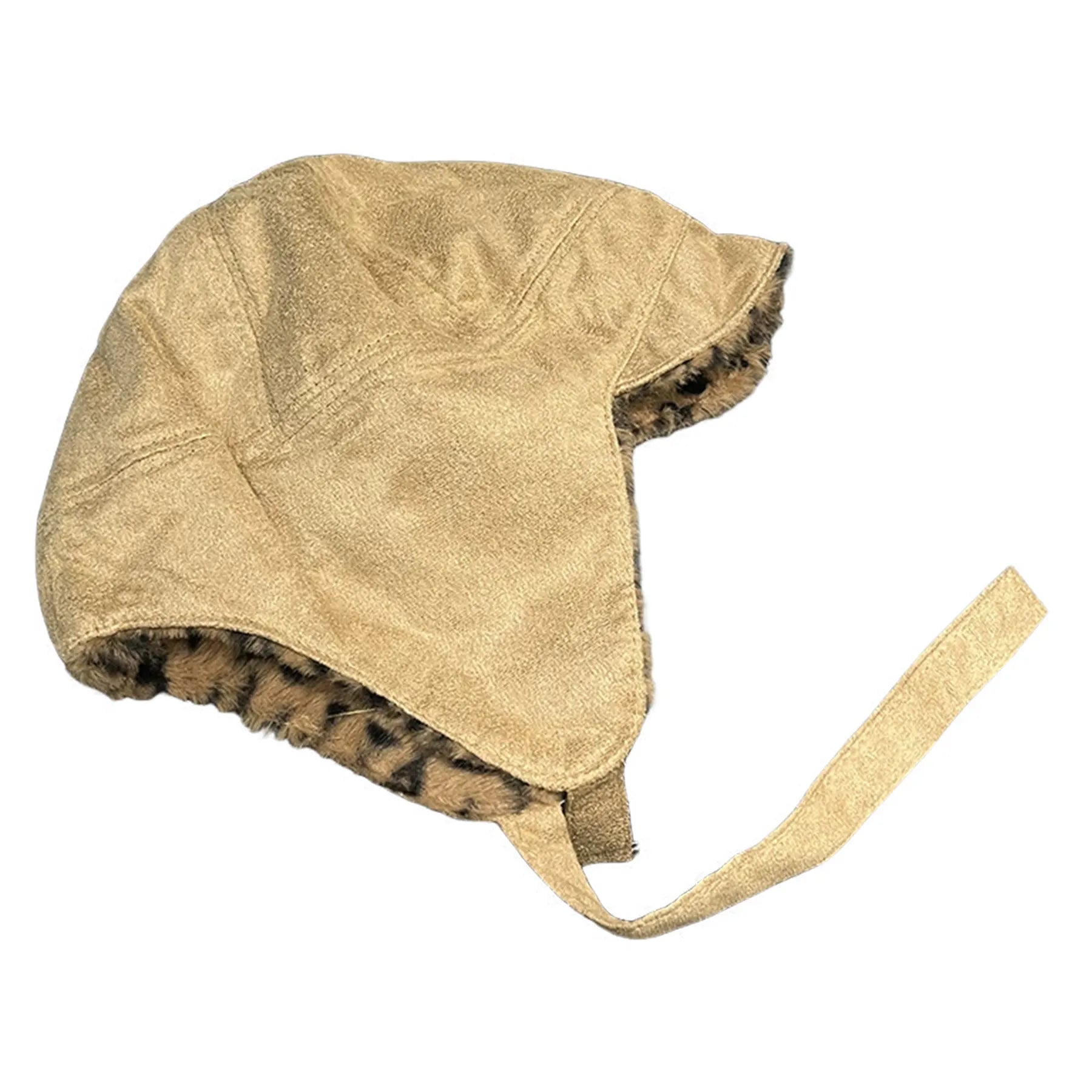 Reversible Aviator Hat With Leopard Print Design For Versatile Wear