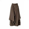 Stylish High-Waisted A-Line Skirt With Asymmetric Button Design