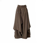 Stylish High-Waisted A-Line Skirt With Asymmetric Button Design