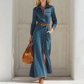 Outdoor Retro Design Long Sleeve Dress