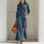 Outdoor Retro Design Long Sleeve Dress