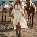 Western Cowboy Elegance Bohemian Lace Dress