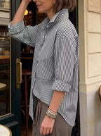 Casual Striped Linen-cotton Shirt
