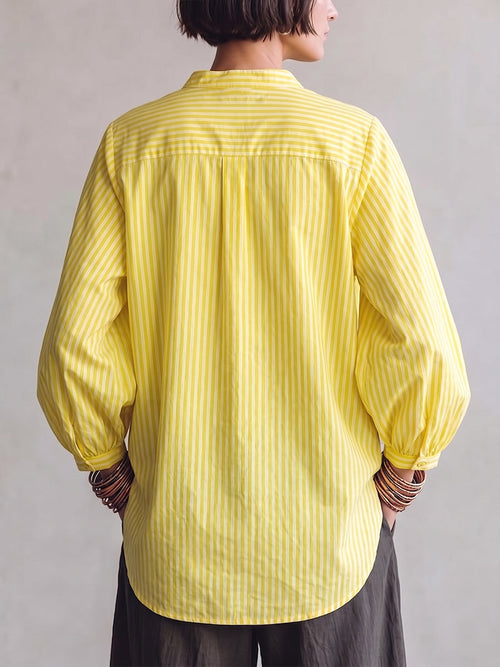 Artistic Patchwork Print Striped Linen Tunic Blouse