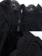 Vintage-style Bohemian Patchwork Lace And Stretch Velvet Top