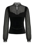 Vintage-style Bohemian Patchwork Lace And Stretch Velvet Top