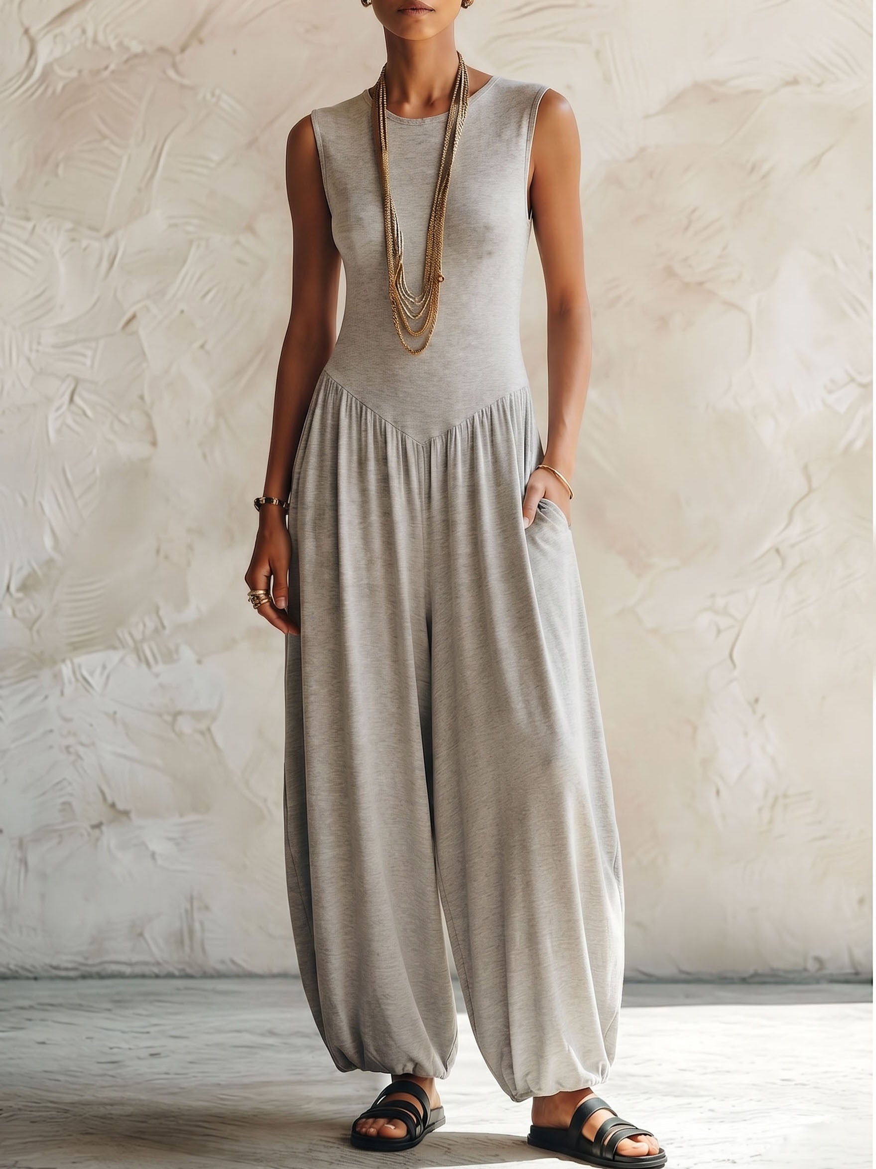 Chic Relaxed Sleeveless Harem Jumpsuit