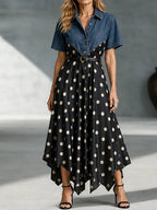 The Retro Remix: Denim Upper & Polka Dot Handkerchief Dress