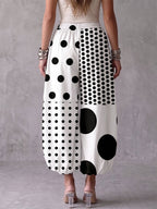 Bold Polka Dot Linen Ballon Pants