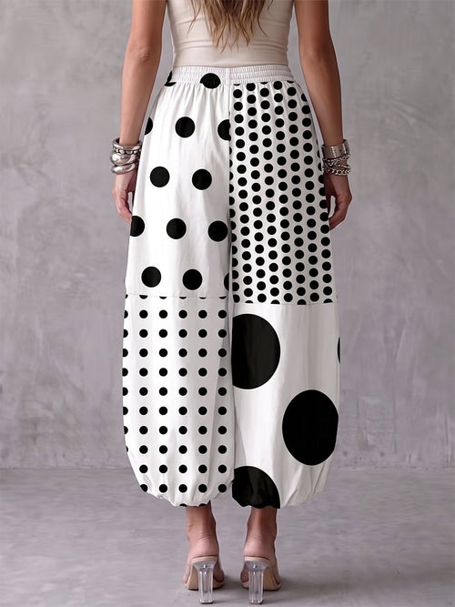 Bold Polka Dot Linen Ballon Pants