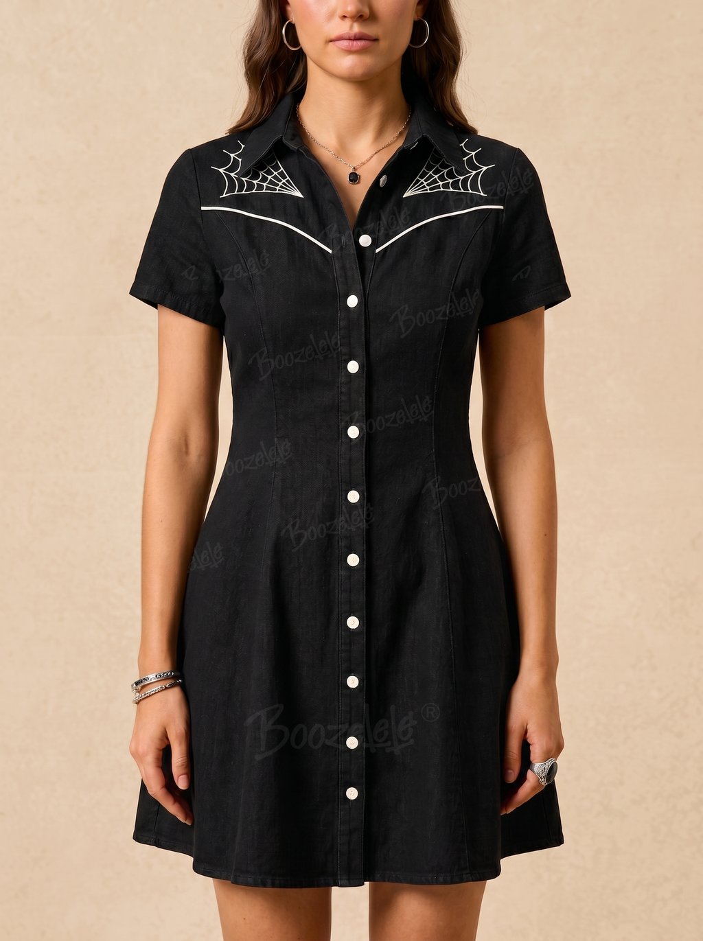 [Embroidery]Spider Web - 100% Cotton Dress