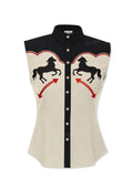 Western Horse Silhouette Sleeveless Shirt-100% Cotton Sleeveless Shirt