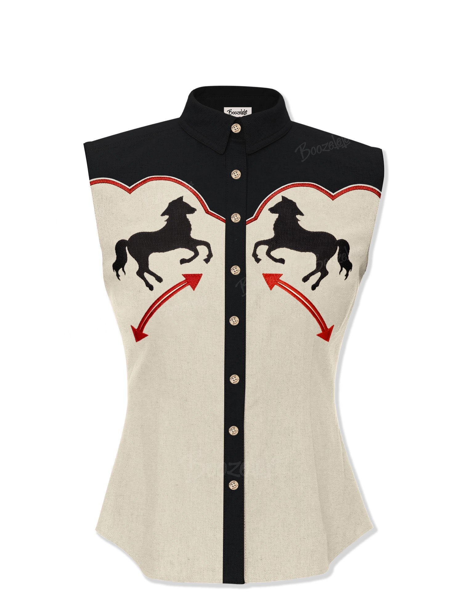 Western Horse Silhouette Sleeveless Shirt-100% Cotton Sleeveless Shirt
