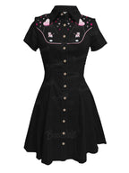 [Embroidery]UFO Captures Pink Cow  - 100% Cotton Dress
