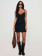 2026 Spring Summer Trendy, Adjustable Spaghetti Strap Western Jean Mini Dress