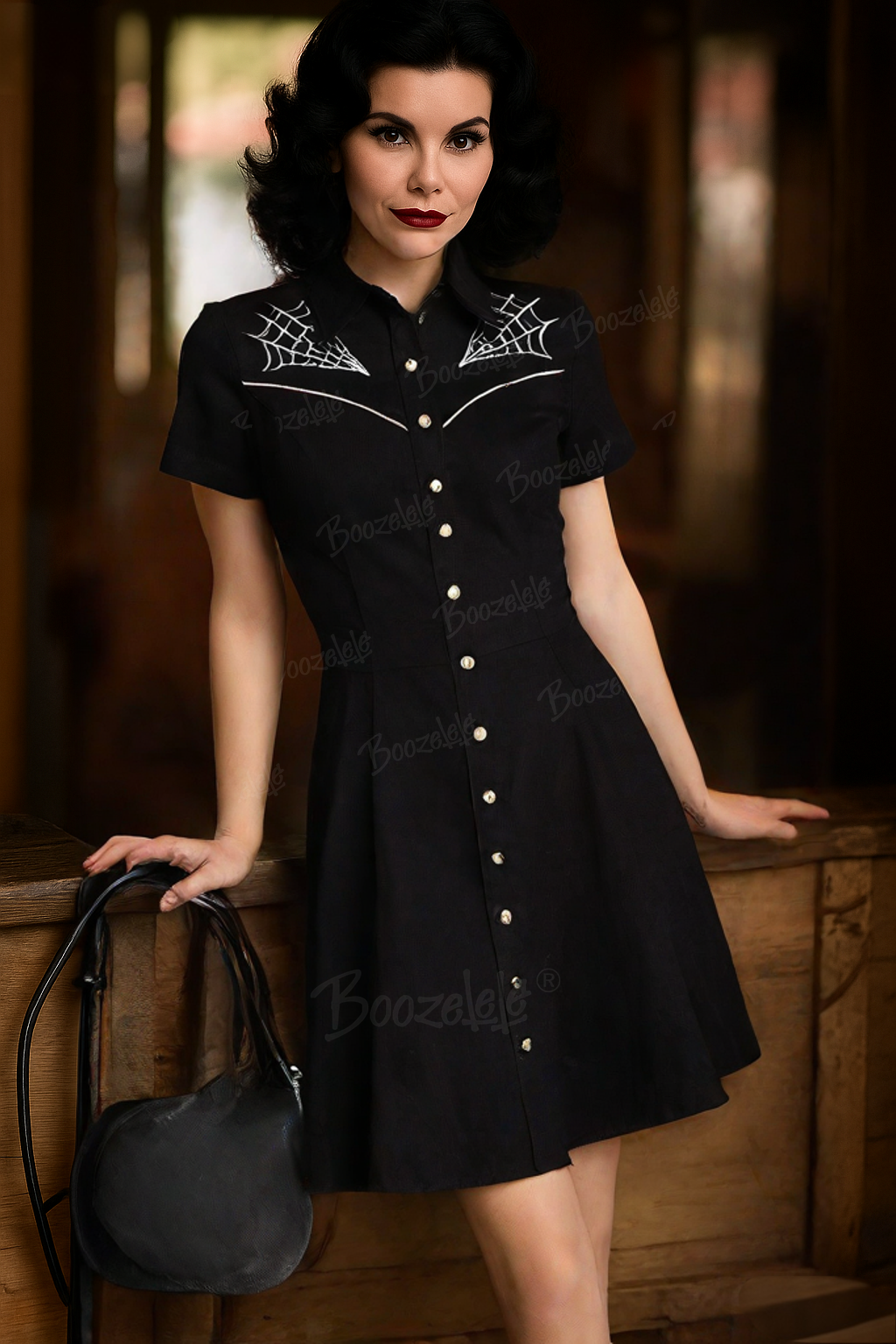 [Embroidery]Spider Web - 100% Cotton Dress