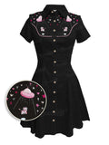 [Embroidery]UFO Captures Pink Cow  - 100% Cotton Dress