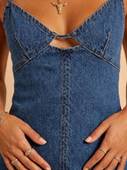 2026 Spring Summer Trendy, Adjustable Spaghetti Strap Western Jean Mini Dress